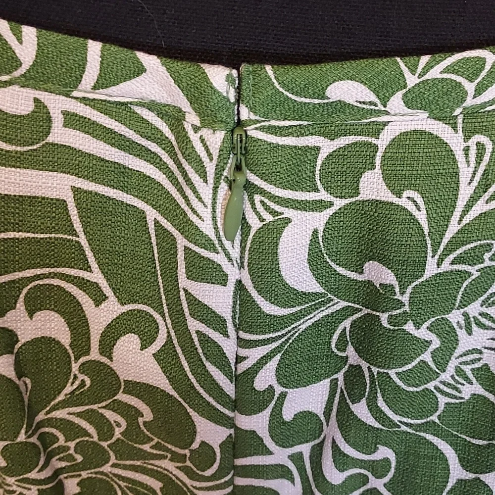 Anne Taylor Loft Green White Floral Pencil Skirt Size 6P Silk